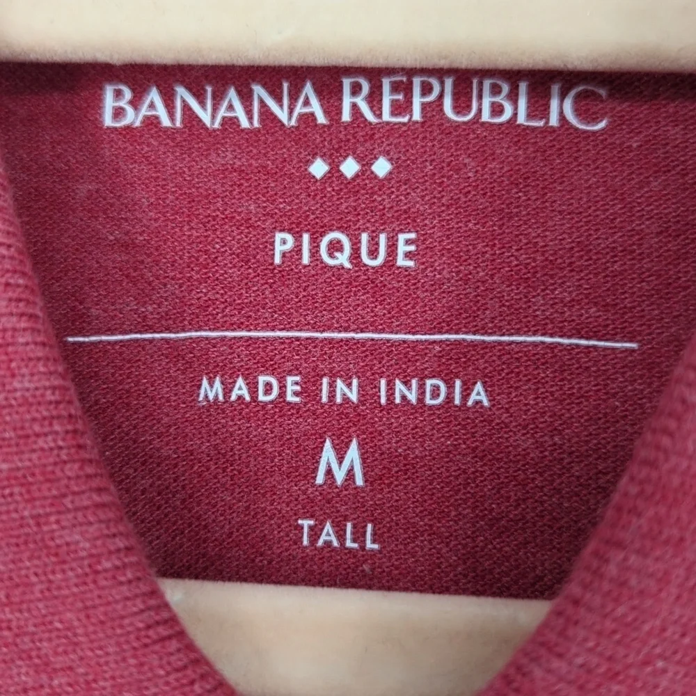 Banana Republic Pique Collar Polo Knit Shirt Red M tennis prep Business casual